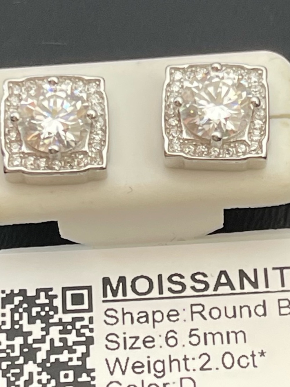 Sterling silver Moissanite square earrings push back